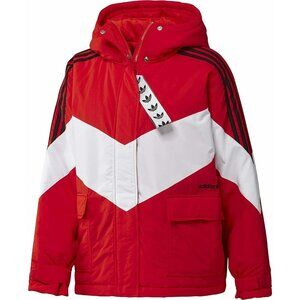 Adidas Jacket Womens Size XS Iconic Winter Red White Black Small Oversized Loose